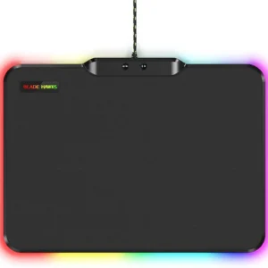 RGB Gaming Mouse Pad, designed for computer enthusiasts! This stylish mousepad features vibrant lights and offers 9 different lighting modes, durable medium-sized pad that connects easily via USB, model TRS-64