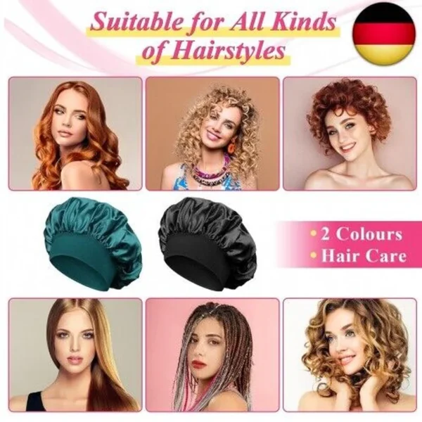 1. Set of 2 Satin Bonnets for Curly Hair Care - Anti-Frizz Silk Sleep Caps for Breathable Comfort.