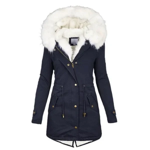 Coat with hooded fur collar