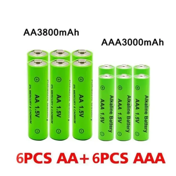 2/4/6/8/10/12/16/20/24PCS 3000Mah Batteries Power Alkaline 1.5V AAA or 3800Mah 1.5V AA Rechargeable Battery