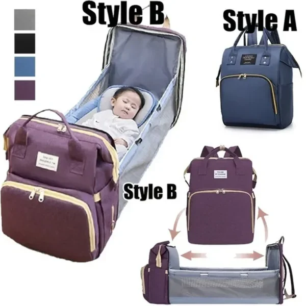 New 3 in 1 Foldable Baby Bed Mummy Bag Kid Multifunction Baby Diaper Bag Backpack Waterproof Large Capacity Baby Stroller Nappy Bag