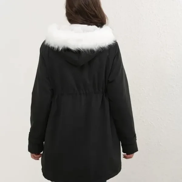 S-5XL Autumn and Winter Hot Selling Large Jacket Col Weather Size Cotton Coats with Hooded Fur Collar, Waist and Thickened Mid-Length Women&#039;S Cotton Coats