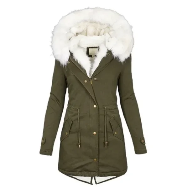 S-5XL Autumn and Winter Hot Selling Large Jacket Col Weather Size Cotton Coats with Hooded Fur Collar, Waist and Thickened Mid-Length Women&#039;S Cotton Coats