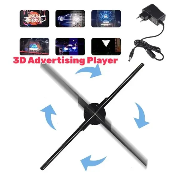 3D Hologram Fan Advertising Display Visual Art Projector W/ 224 LED Beads Easily Control Floating Art Decorative Holo Graphic