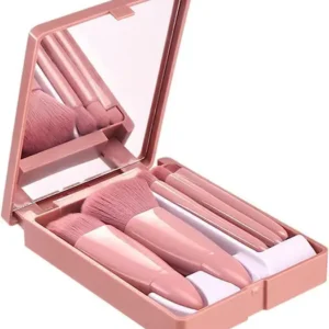 Travel Beauty Makeup Brush Set of 5 or 10 Pieces with Mirror, Portable Blush Brush, Powder Concealer Brush, and Mini Complete Function Cosmetic Brushes