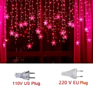 3.2M Christmas Snowflakes LED String Lights Flashing Fairy Curtain Lights Waterproof for Holiday Party Wedding Xmas Decoration