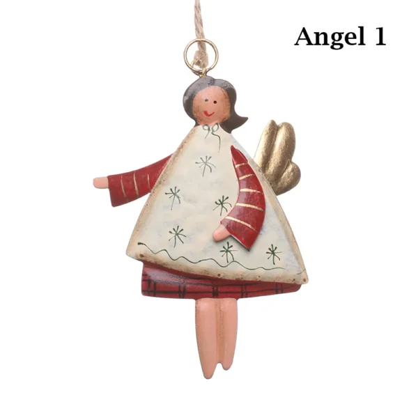 Christmas Angel Santa Claus Snowman Ornament Retro Decorative Metal Ornament Xmas Tree Decor Hanging Pendant Home Party Wedding Decor Gift