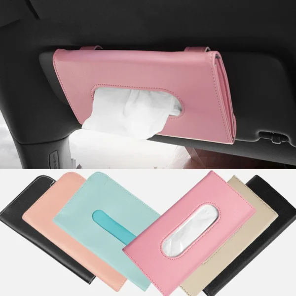 Simple Hook/Strap Universal Car Tissue Holder PU Leather Hanging Practical Simple Paper Towel Clip Backseat Tissue Case Auto Interior Accessories