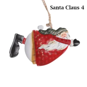 Christmas Angel Santa Claus Snowman Ornament Retro Decorative Metal Ornament Xmas Tree Decor Hanging Pendant Home Party Wedding Decor Gift