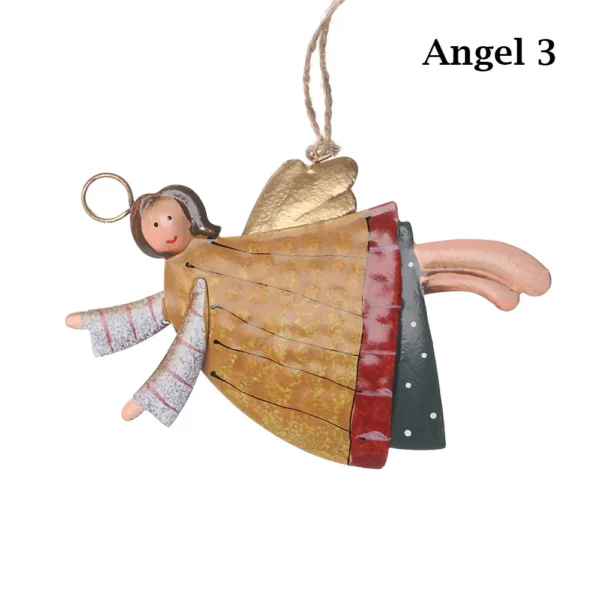 Christmas Angel Santa Claus Snowman Ornament Retro Decorative Metal Ornament Xmas Tree Decor Hanging Pendant Home Party Wedding Decor Gift