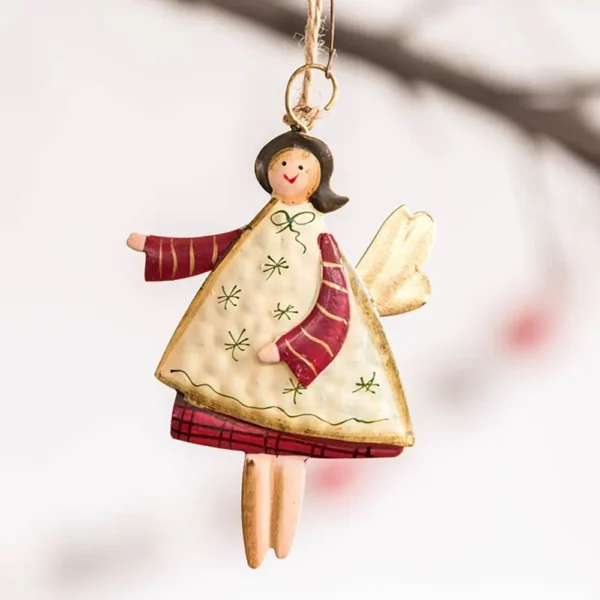 Christmas Angel Santa Claus Snowman Ornament Retro Decorative Metal Ornament Xmas Tree Decor Hanging Pendant Home Party Wedding Decor Gift