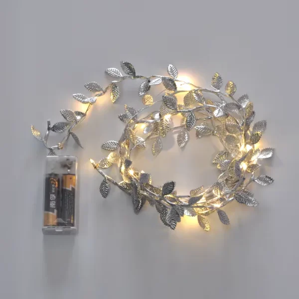 2M Golden Leaves String Light Christmas Fairy String Festive Lights Noel Hanging Ornaments Wedding Supplies Xmas Tree Decor Light String