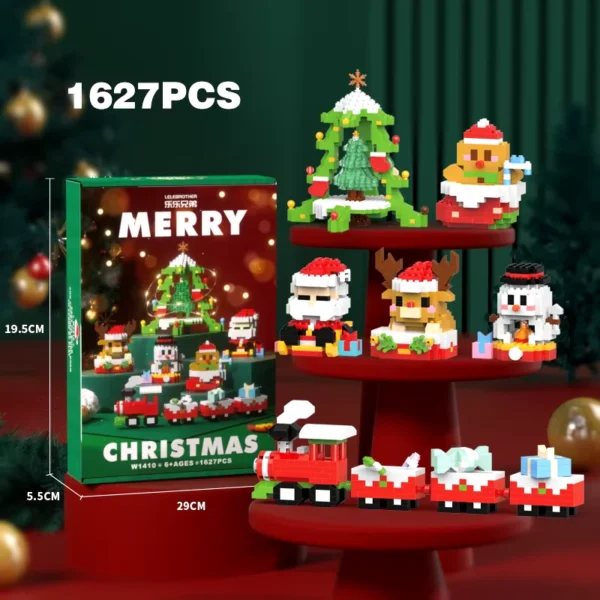 Christmas Winter Building Block Santa Claus Snowman Elk Tree Micro Brick Puzzle Assembly Model Home Decoration Xmas Festive Party Gift Kid Toy