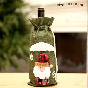 Christmas Santa Knitted Wine Bottle Case Wrap Cover Elk Snowman Red Wine Champagne Bottle Cloth 2024 Merry Christmas Decor Happy New Year