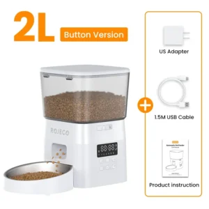 Automatic Practical Pet Feeder Button Version Auto Cat Food Dispenser Accessories Smart Control Pet Feeder for Cats Dog Dry Food