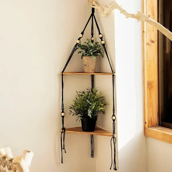 Modern Interior Design Floating Shelves Wood Stand Boho Home Decor Corner Shelf Living Room Bedroom Wall Hanging Decor Triangle Shelf Display Stand