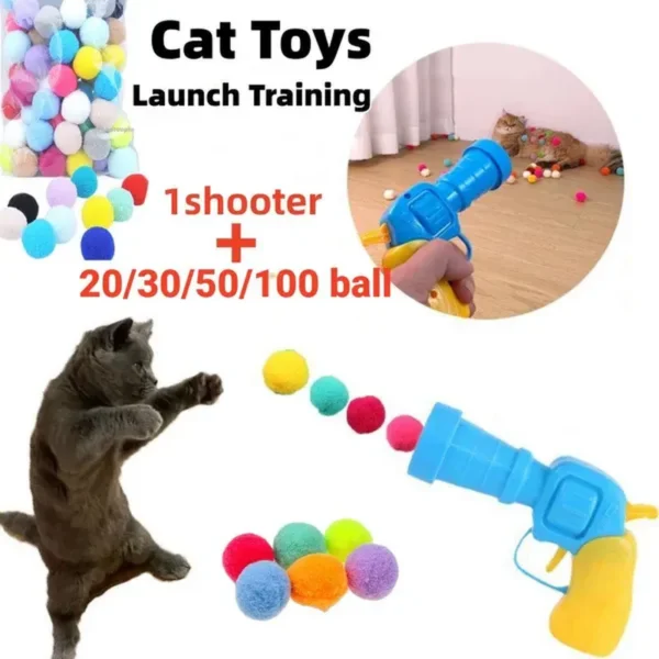 Interactive Launch Training Dog Cat Toys Creative Kittens Play Fun Mini Pompoms Games Stretch Plush Ball Toys Cat Supplies Pet Accessories