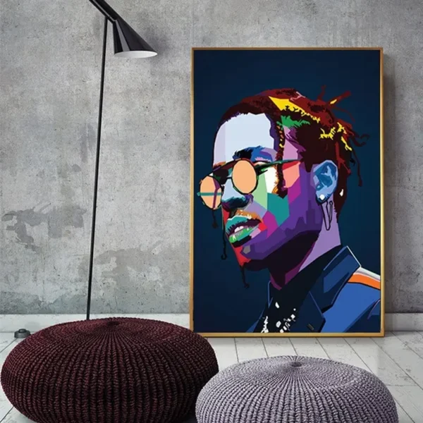 Modern Pop Art &quot;No Frame &quot;, Canvas Printing Modern Home Decoration Art,Asap Rocky WPAP Pop Poster Decoration