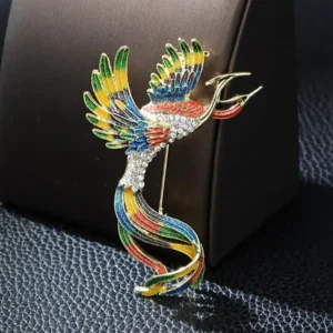 Beautiful Enamel Phoenix Brooch Pin Women and Men Suit Accessories Legend Bird Design