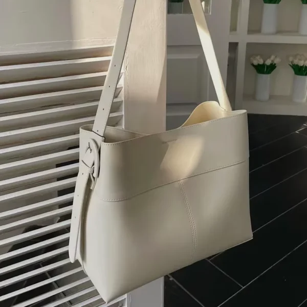 Korean Genuine Leather Fashioanble Tote Bags for Women Luxury Designer Handbag Purse with Inner Pocket Underarm Shoulder