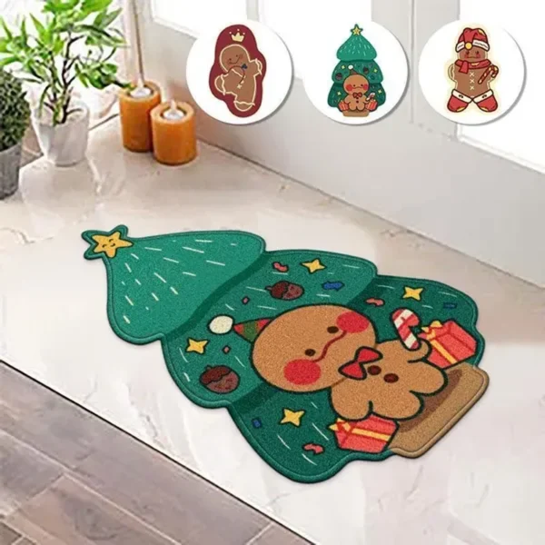 1PC Christmas Winter Gingerbread Man Flannel Three-Layer Material Mat Irregular Rug Thick Carpetforordinary People Fluffy Bathroom Mat Skin-Friendly Bath Rug Adorable Bedroom Carpet Balcony Mat Sofa Rug Game Room Carpet