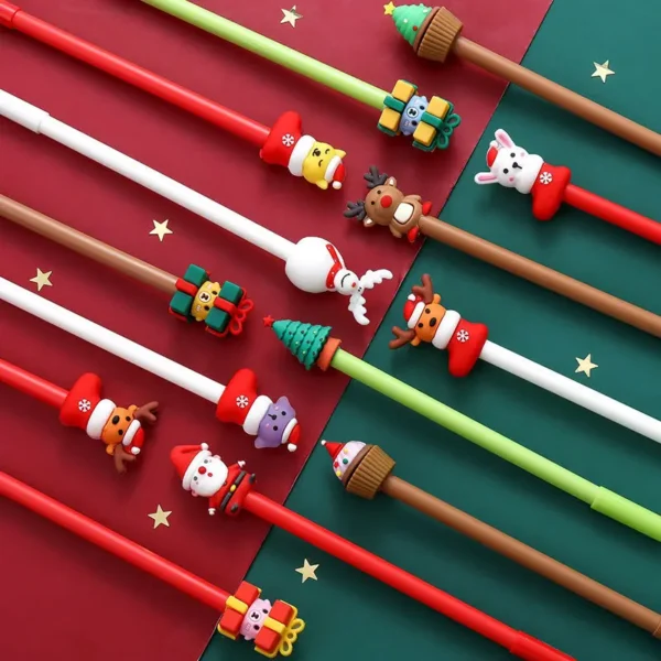 20Pcs Kawaii Christmas Cute Gel Pen Cute Christmas Tree Reindeer Santa Snowman Gift 0.5Mm Black Neutral Pens School Office Stationary for Kids