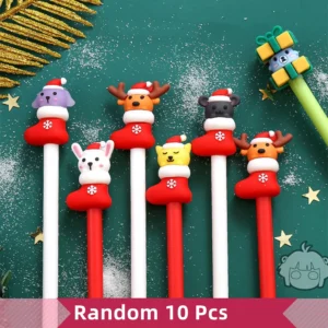 20Pcs Kawaii Christmas Cute Gel Pen Cute Christmas Tree Reindeer Santa Snowman Gift 0.5Mm Black Neutral Pens School Office Stationary for Kids