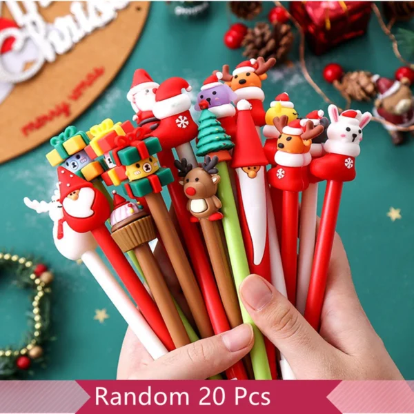 20Pcs Kawaii Christmas Cute Gel Pen Cute Christmas Tree Reindeer Santa Snowman Gift 0.5Mm Black Neutral Pens School Office Stationary for Kids