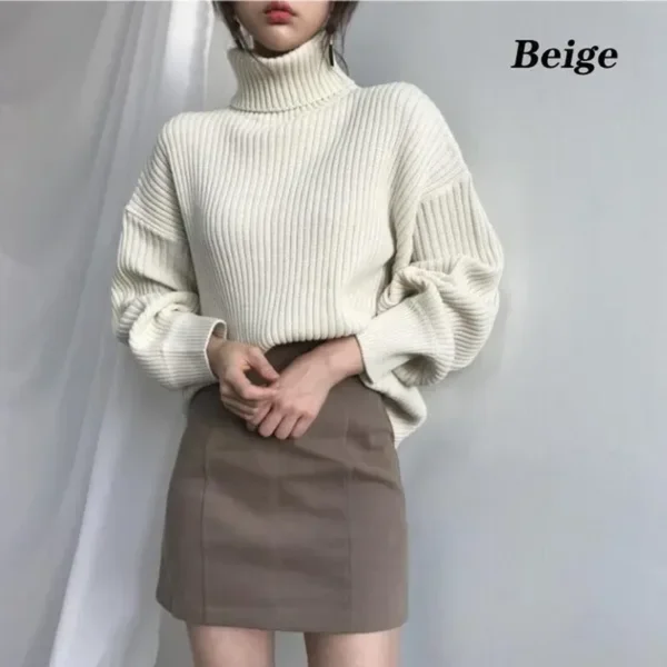 Winter Women&#039;S Casual Cozy Knitted Turtleneck Sweater Pullover Loose Warm Long Sleeve Sweater Fashion Tops