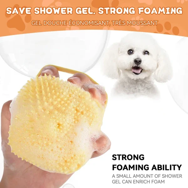 Dog Silicone Bathing Brush Pet Massage Brush Shampoo Dispenser Soft Silicone Brush Rubber Bristle for Dogs and Cats Shower Grooming Tool