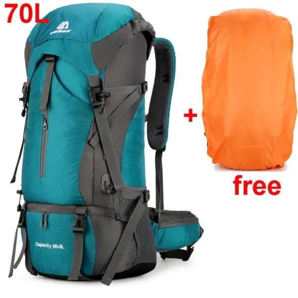 70L Nylon Hiking Outdoor Camping Backpack Travel Bag with Rain Cover Outdoor Hiking Daypack Mountaineering Backpack Men Shoulder Bags Luggage