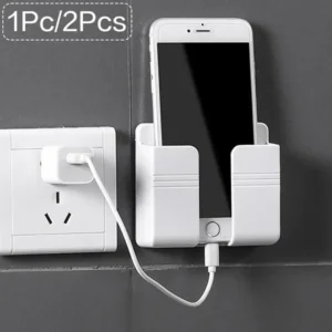 Wall Mounted Organizer Storage Box Remote Control Mounted Mobile Phone Plug Wall Holder Charging Multifunction Handy Holder Stand 1Pc/2Pcs