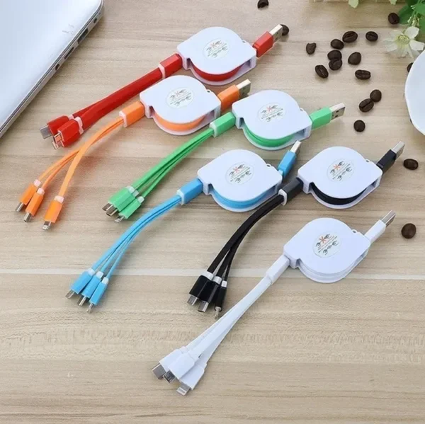 1PCS 3 in 1 New Telescopic Fast USB-C Type C / IOS / Micro USB Fast Charger Data Cable (Length: 1M)