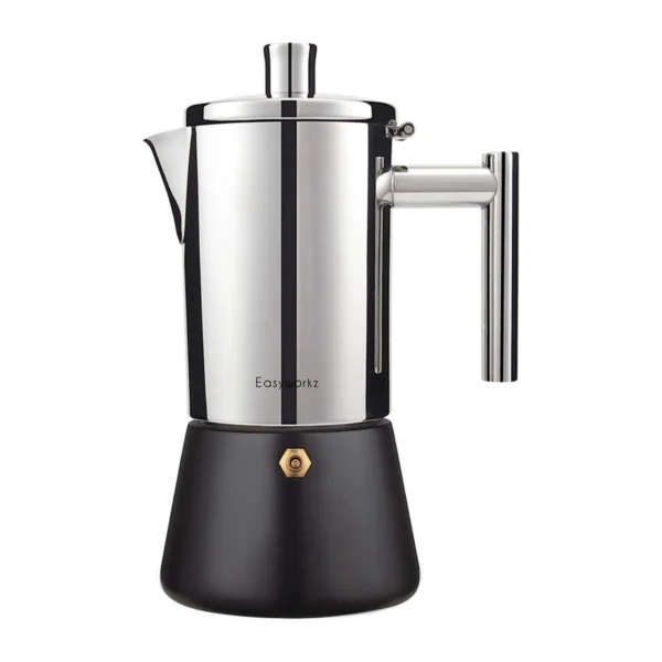 Diego Moca Coffee Stovetop Espresso Maker Stainless Steel Italian Coffee Machine Maker 4Cup 6.8 Oz Induction Moka Pot