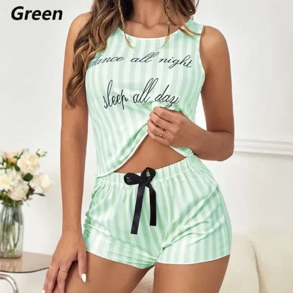 Cute Pyjamas for Women Summer Solid Sleepwear Cotton Pyjamas Set Tank Top Shorts Cute Underwear Set Soft Sleeveless Nightwear