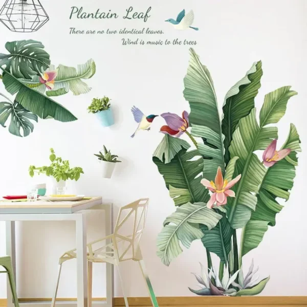 Beautiful Waterproof Wall Decoration Painting Rainforest Green Leaf Wall Sticker Living Room Bedroom Decoration Sticker Home Decoration