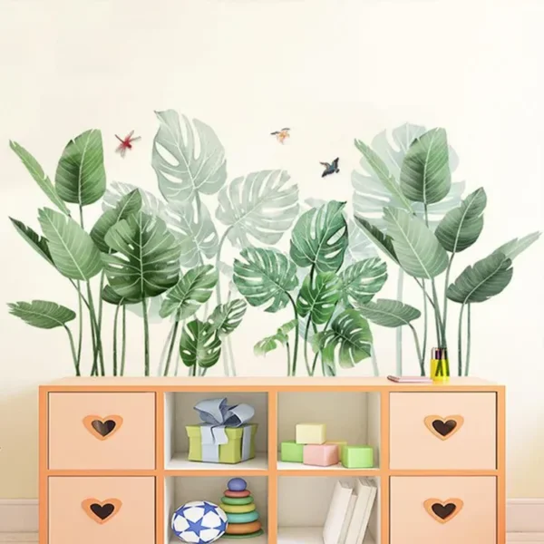 Beautiful Waterproof Wall Decoration Painting Rainforest Green Leaf Wall Sticker Living Room Bedroom Decoration Sticker Home Decoration