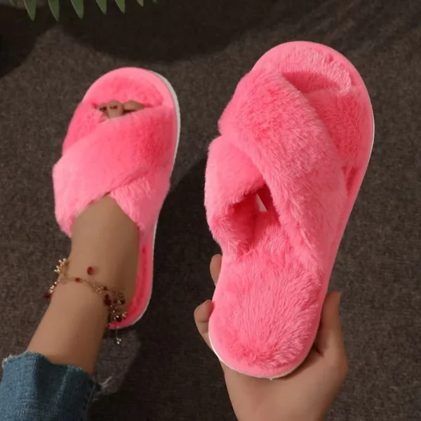 Cross Cozy Fur Slippers