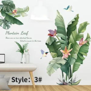 Beautiful Waterproof Wall Decoration Painting Rainforest Green Leaf Wall Sticker Living Room Bedroom Decoration Sticker Home Decoration