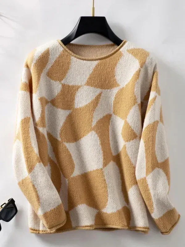 Women&#039;S Matching Color Long Sleeve Cozy Pullover Knit Sweater, Fashion Casual Loose Winter Autumn Warm Sweater Pullover Tops