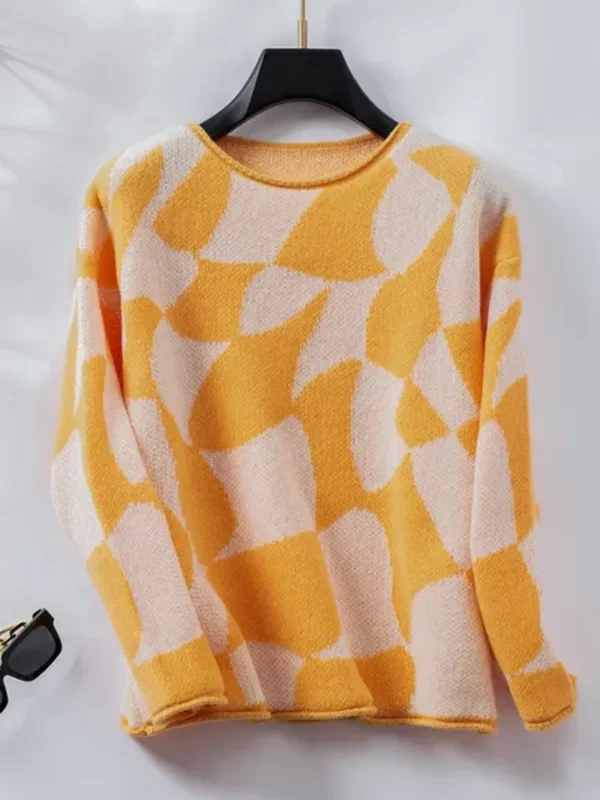 Women&#039;S Matching Color Long Sleeve Cozy Pullover Knit Sweater, Fashion Casual Loose Winter Autumn Warm Sweater Pullover Tops