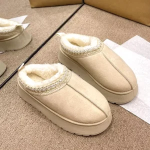 Cozy Snow Boots for Women 2023 Winter New Cashmere Warm Thick Soles without Heel-Covered Hair Half Slipper Cotton Shoes for Women